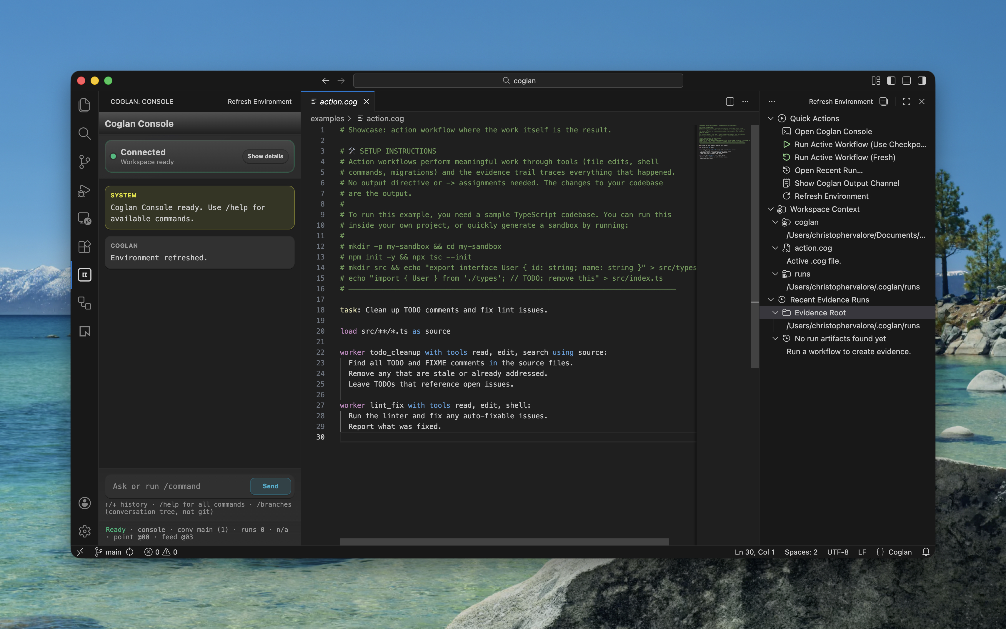 Coglan VS Code extension interface